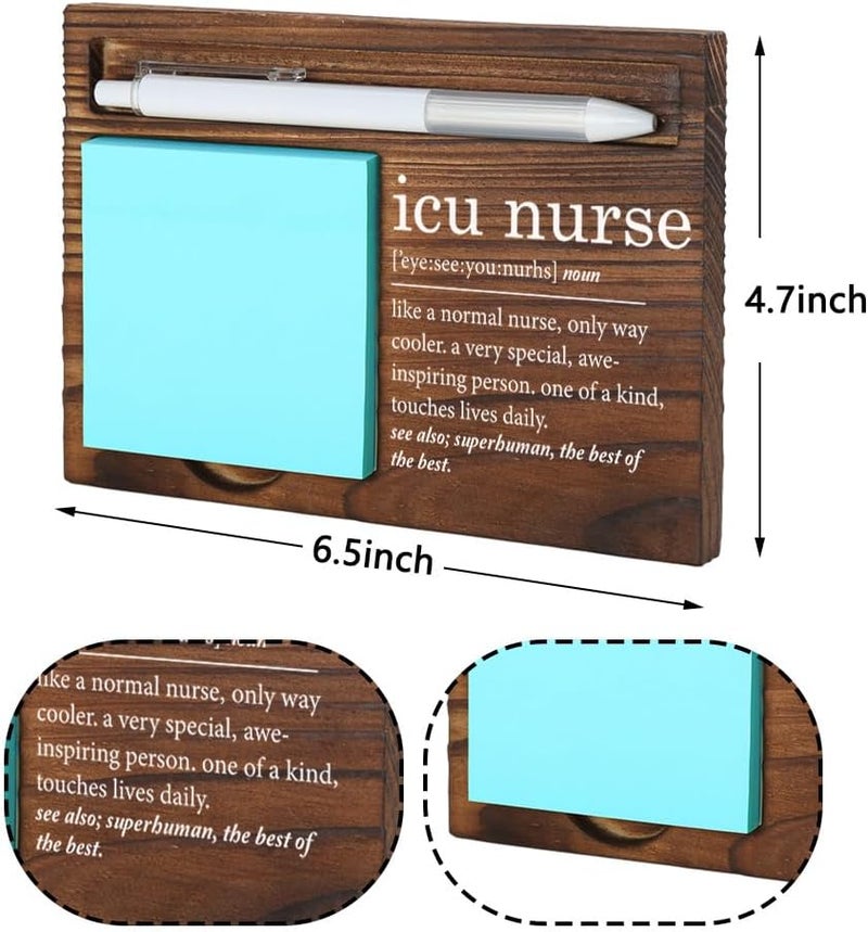 VYNWPDFLI ICU Nurse Gift, Intensive Care Unit Nurse Inspirational Office Decor, Unique Desk Organizer with Engraved Message, Wooden Sticky Note Holder,LQQ60 - Image 5